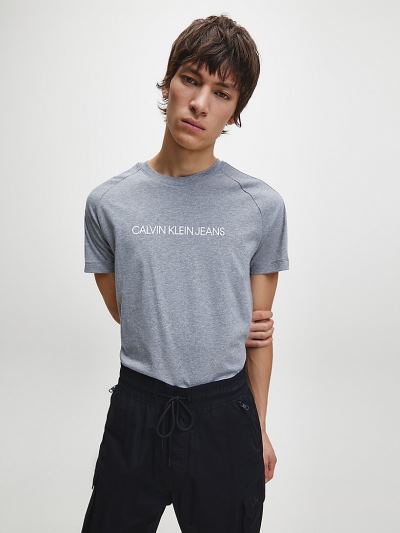 Calvin Klein Ruhák HU658293 | Calvin Klein Slim Logo Tape Férfi Póló Szürke